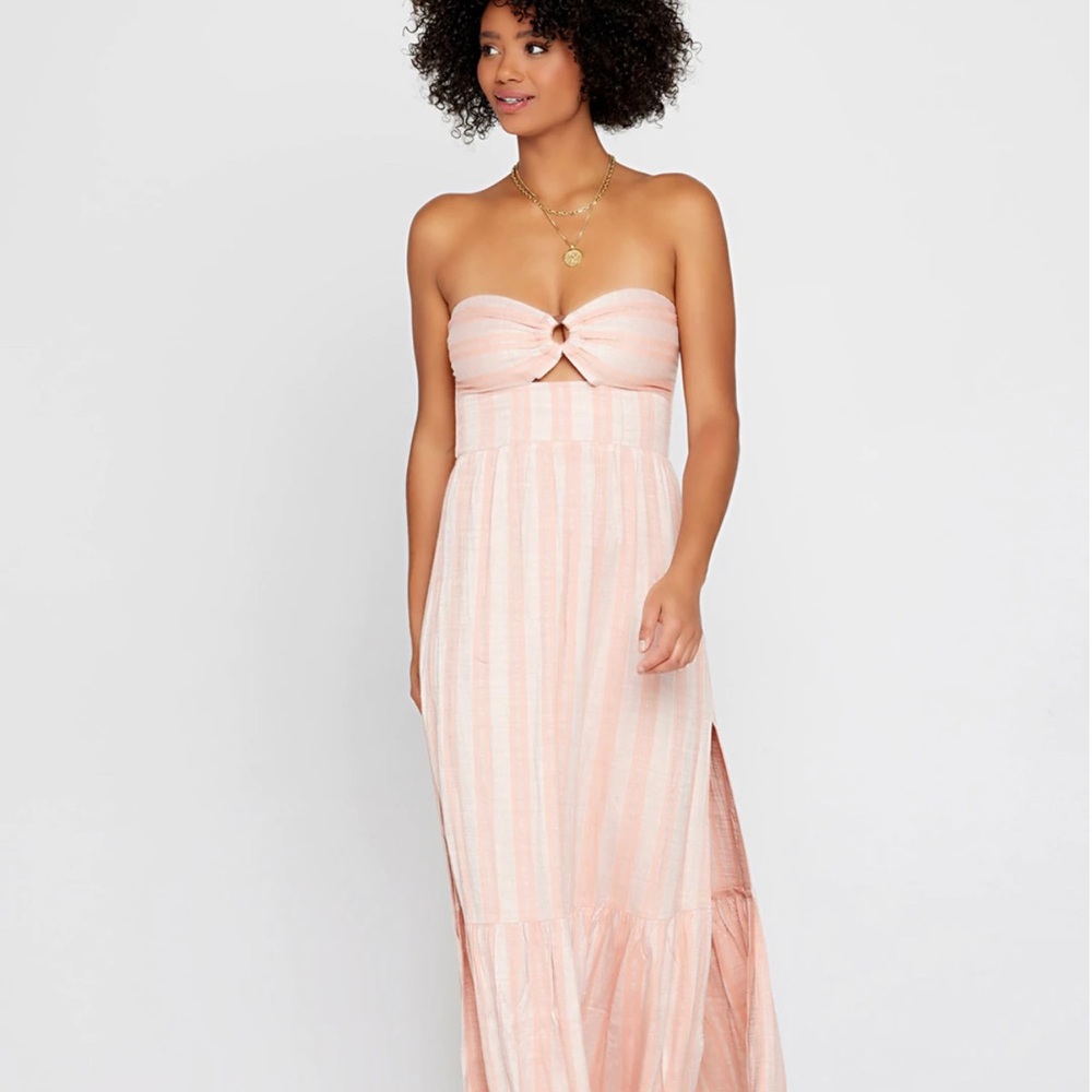 L space strapless linen dress